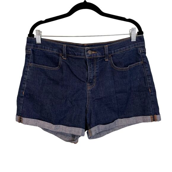 Old Navy Shorts Womens 12 Blue Denim Mom Mid Rise Cuffed Stretch Medium Wash - Picture 1 of 6